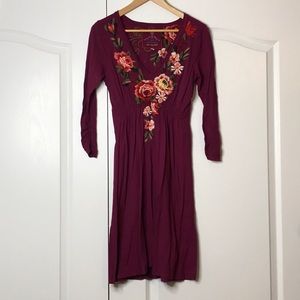 JWLA/Johnny Was Magenta Floral Emb Cotton Dress